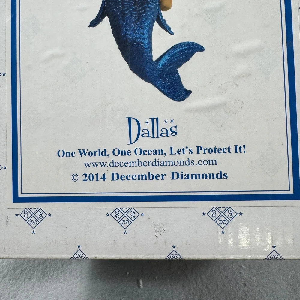 December Diamonds Dallas Merman Cowboy Christmas Ornament Blue Glitter 2014 Box